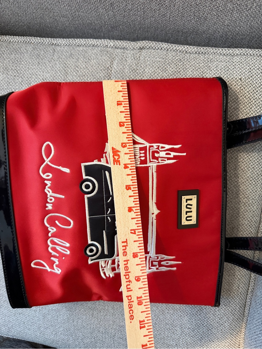 Lulu Guinness Red London Calling Tote with Black and White Accents - Picture 6 of 9